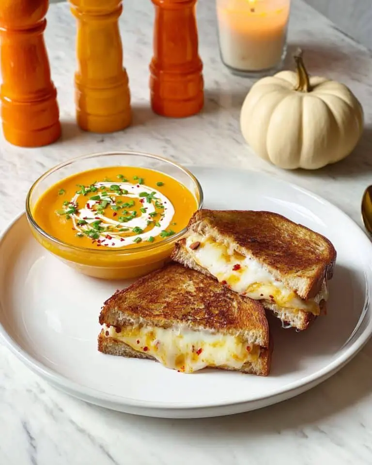 Creamy Tomato Soup with Golden Grilled Cheese Sandwiches Recipe