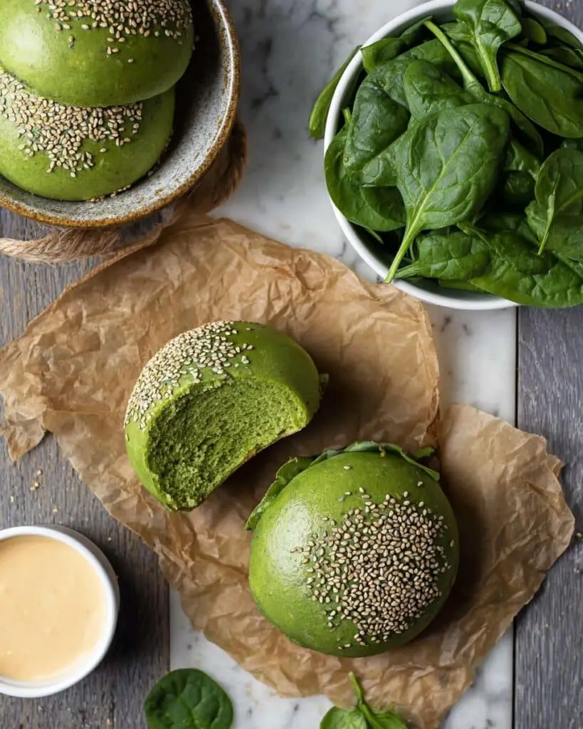 Spinach Burger Buns Recipe with Topping Recipe