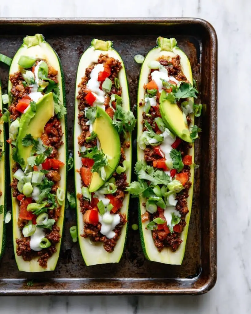 Taco Stuffed Zucchini Boats Recipe