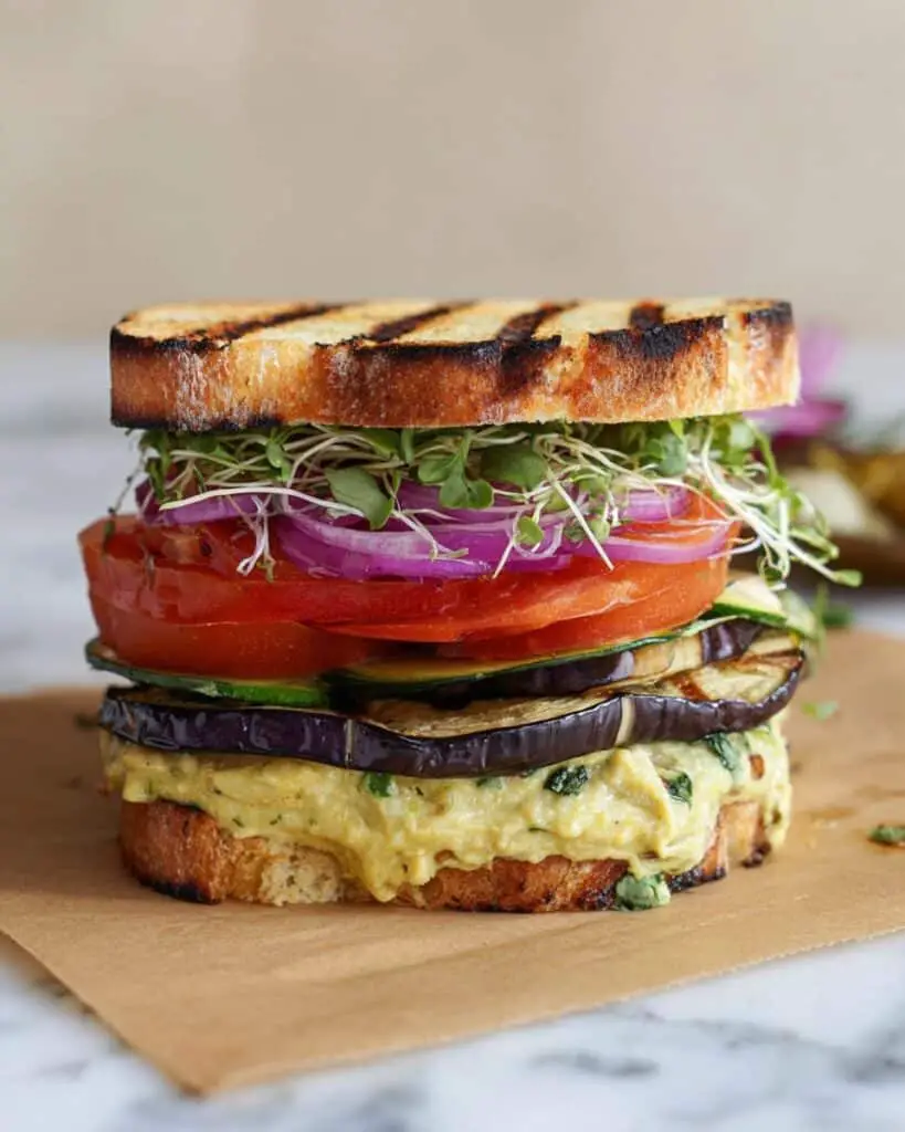 The Best Veggie Sandwich with Roasted Eggplant on Sourdough Recipe