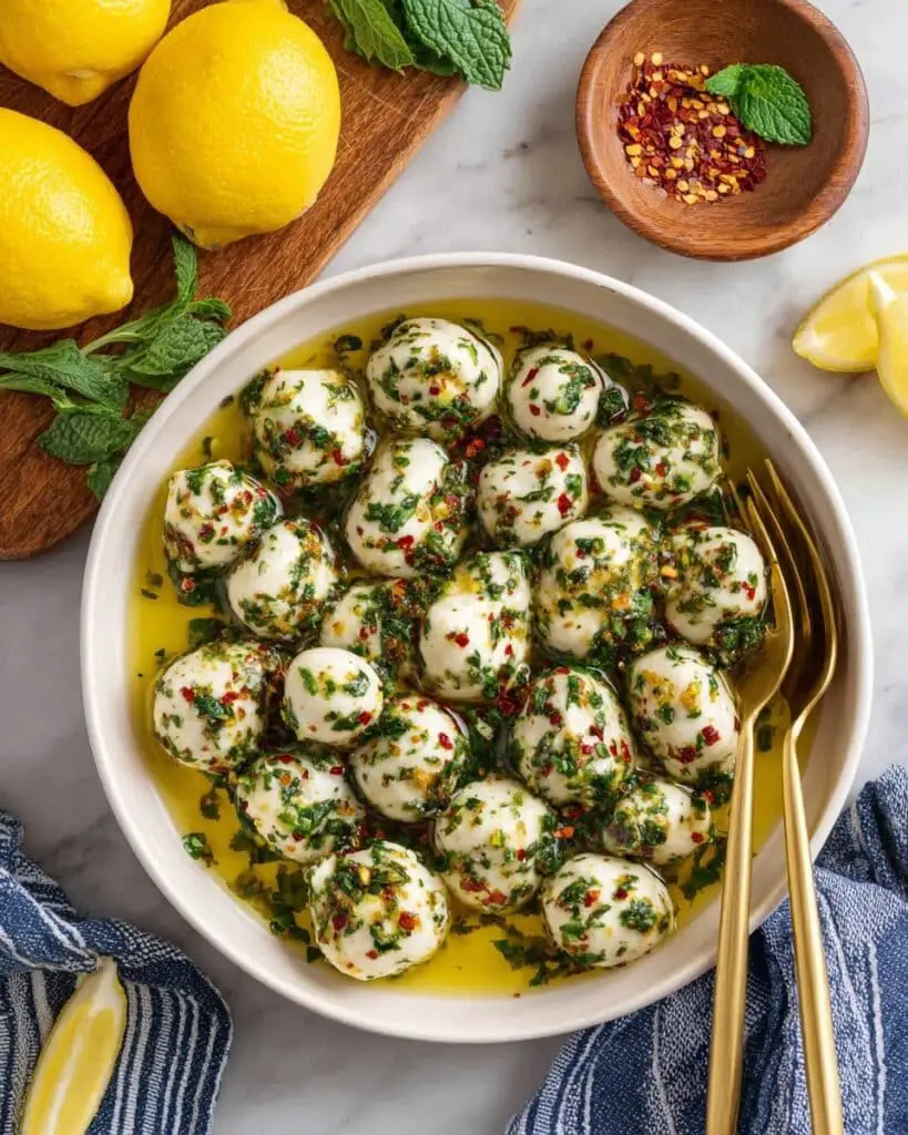 Marinated Mozzarella with Lemon, Chili, and Herbs Recipe