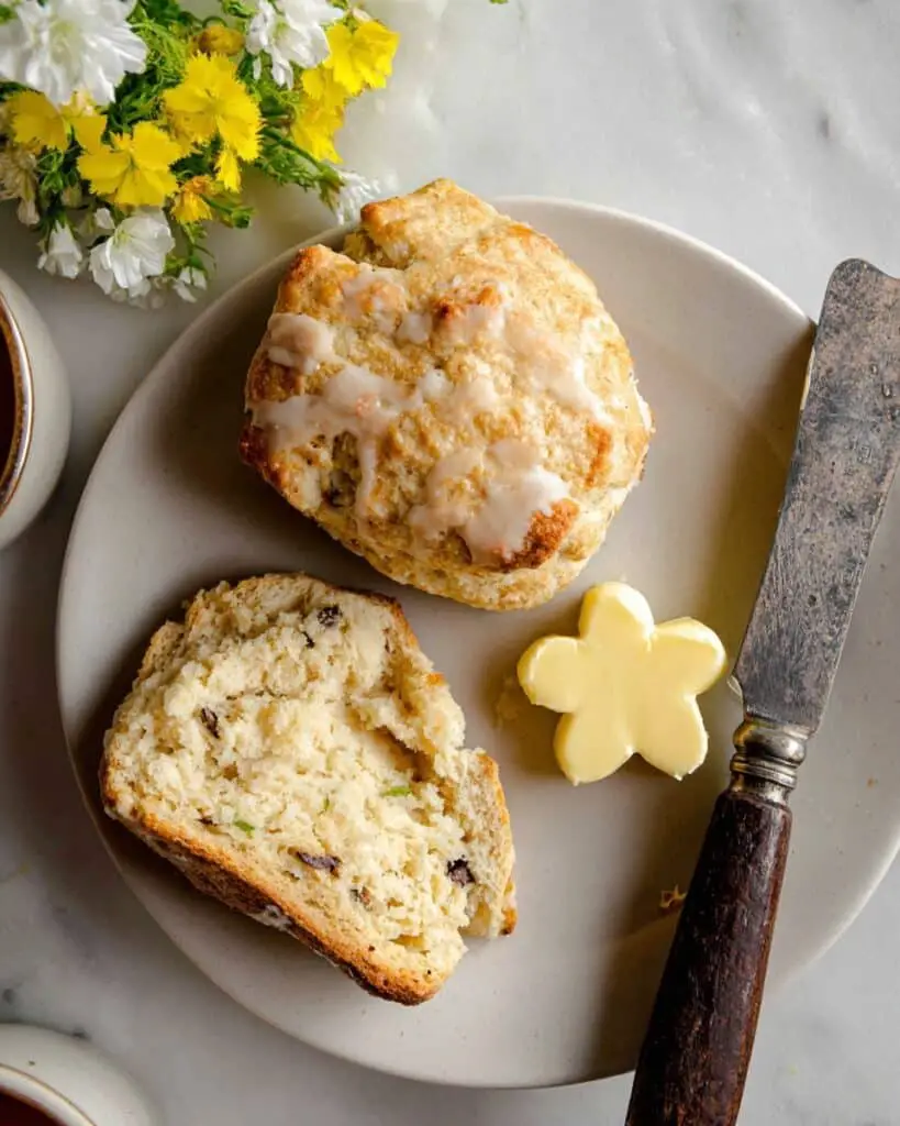 Lemon Poppy Seed Scones with Lemon Glaze and Shamrock-Shaped Honey Butter Recipe