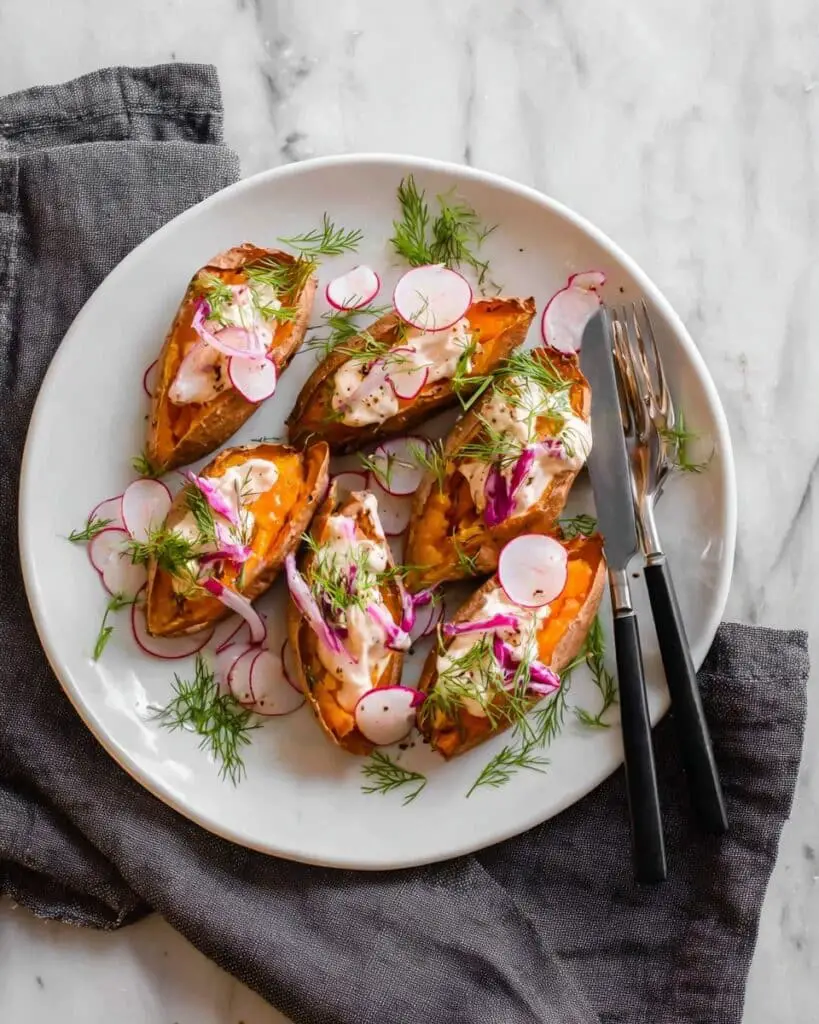 Loaded Air Fryer Baked Sweet Potatoes Recipe