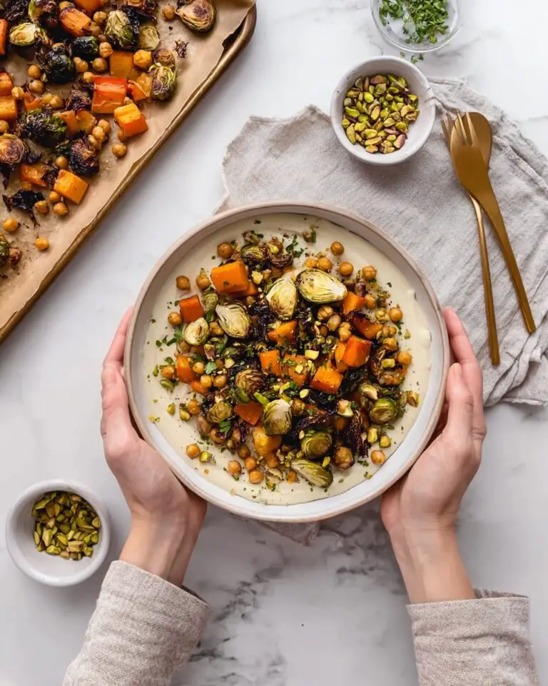 Sweet and Spicy Roasted Veggies on a White Bean Spread Recipe