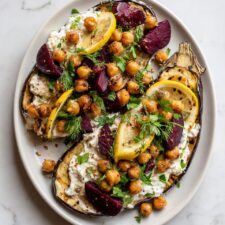 Mediterranean Roasted Eggplant with Tahini and Chickpeas Recipe