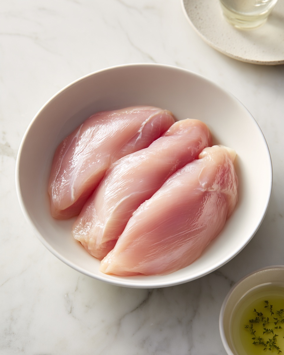 In a silver pan on a white marbled surface, there are four cooked chicken pieces with a golden brown color and a slightly crispy texture, spread out evenly. Around the chicken, there are several charred lemon slices, showing a mix of yellow and dark brown colors with a slightly shiny surface from juices. Small green rosemary sprigs are scattered over the chicken and lemons, adding texture and fresh color. The pan holds a light brown sauce with visible herbs and garlic bits, creating a glossy, rich layer beneath the chicken and lemons. photo taken with an iphone --ar 4:5 --v 7