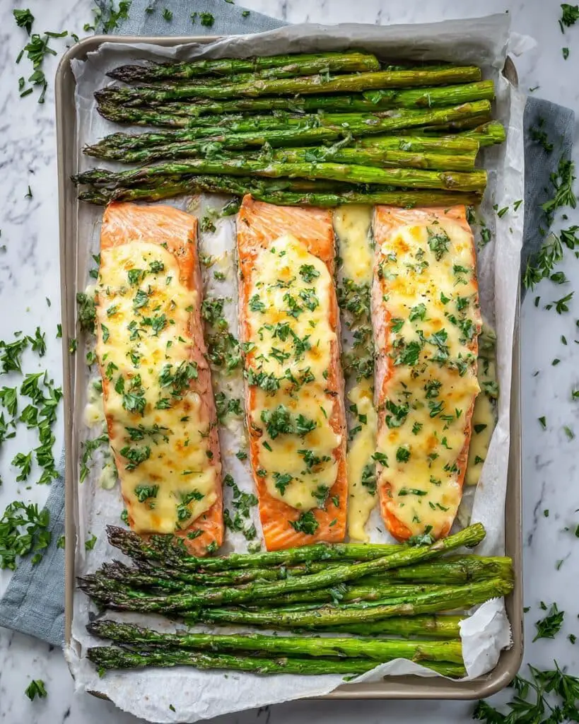 Garlic Parmesan Crusted Salmon and Asparagus Recipe