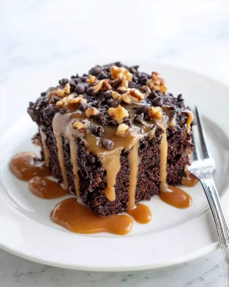 Chocolate Turtle Poke Cake Recipe