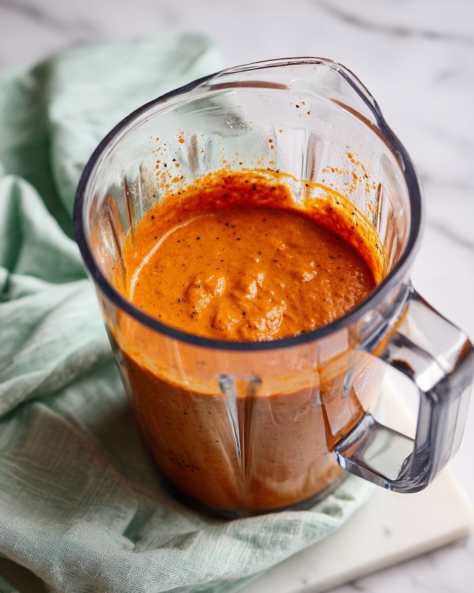 The image shows a silver metal pot filled with two layers of food on a white marbled surface. The bottom layer is a smooth, rich orange sauce spread evenly inside the pot. On top, there is a generous pile of small, pale, soft gnocchi pieces, with a light, pillowy texture, scattered randomly over the sauce. The pot is placed near a green and white cloth and a black-and-white patterned cloth. Photo taken with an iphone --ar 4:5 --v 7