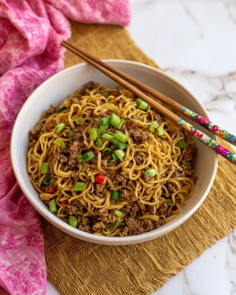 Mongolian Ground Beef Noodles Recipe