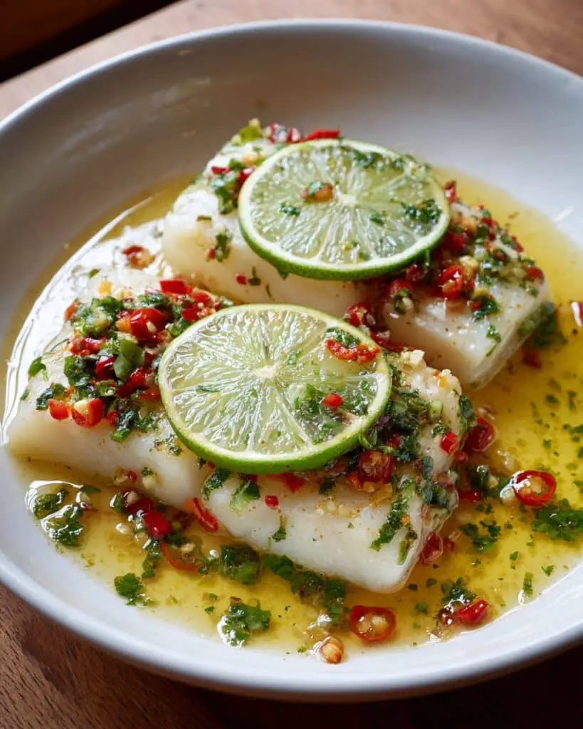 Steamed White Fish with Lime and Garlic Recipe