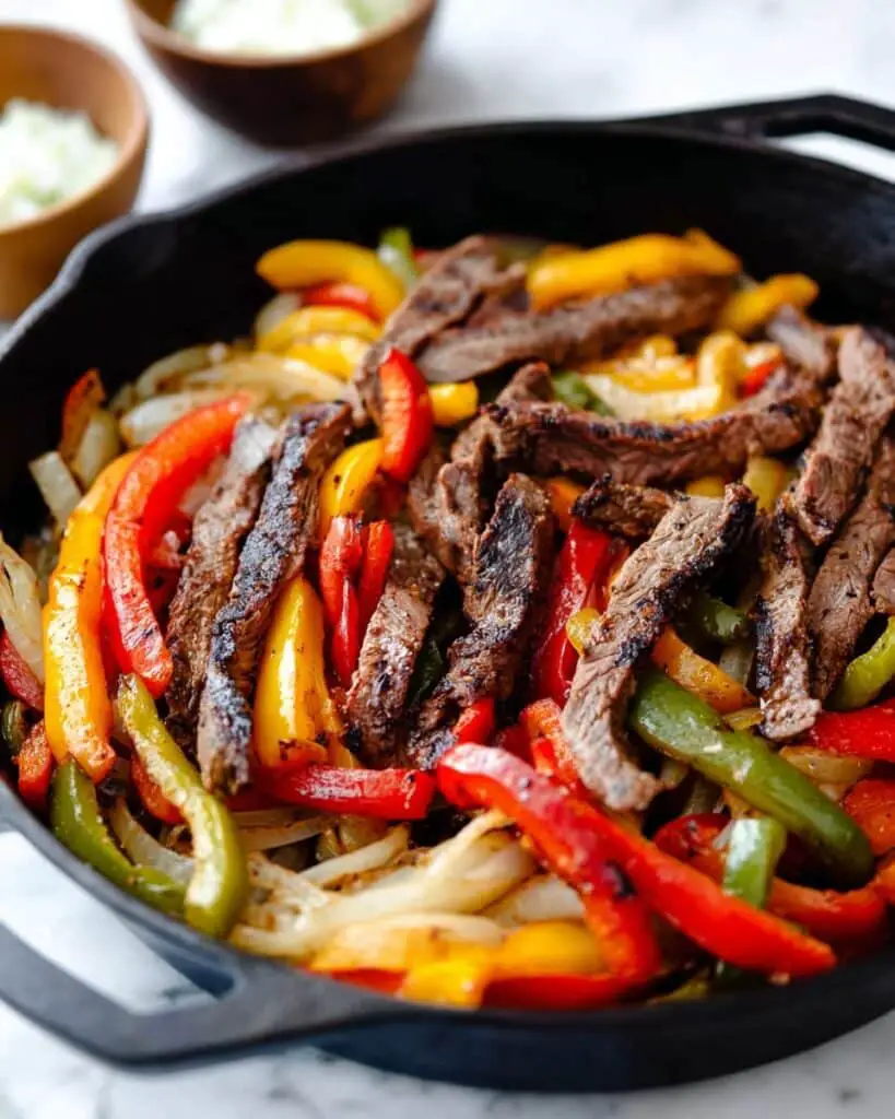 Steak Fajitas with Fresh Lime Marinade and Colorful Bell Peppers Recipe
