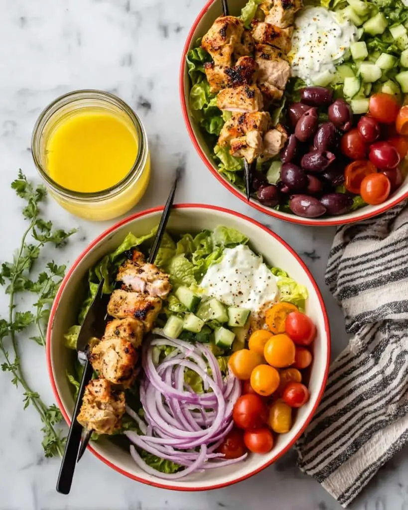 Greek Grilled Chicken Souvlaki Salad Recipe