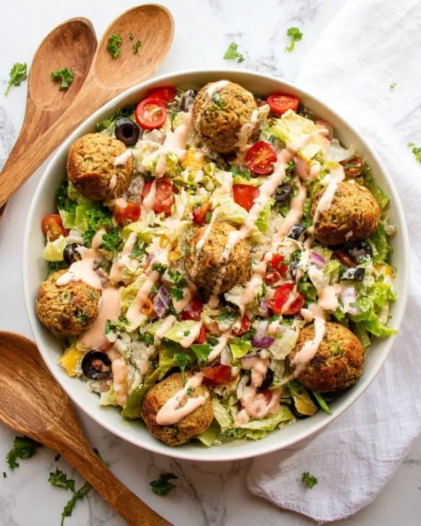 Falafel Chopped Salad with Harissa Ranch Recipe