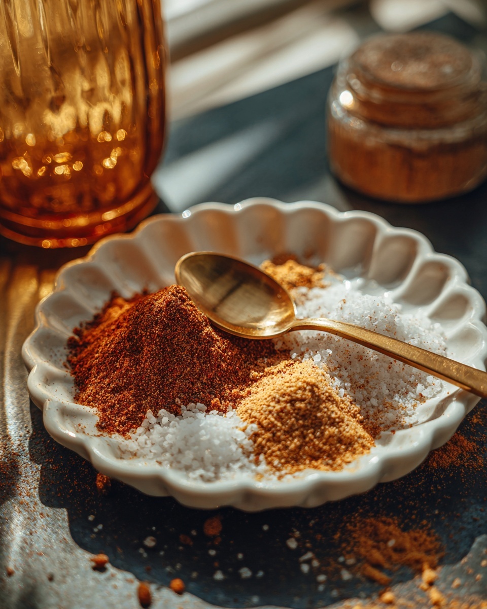 Several pieces of crispy fried chicken with a deep golden-brown crust are placed on white parchment paper over a white marbled surface. One chicken piece is sliced into three thick strips showing a white inside. The crunchy coating has a rough texture and is drizzled with amber-colored honey, with small green herb leaves scattered on top. A golden spoon with some honey rests near the chicken, and there is a jar filled with honey at the top left corner. photo taken with an iphone --ar 4:5 --v 7