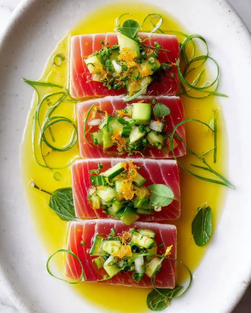 Sicilian Tuna Crudo with Olives and Pistachios Recipe