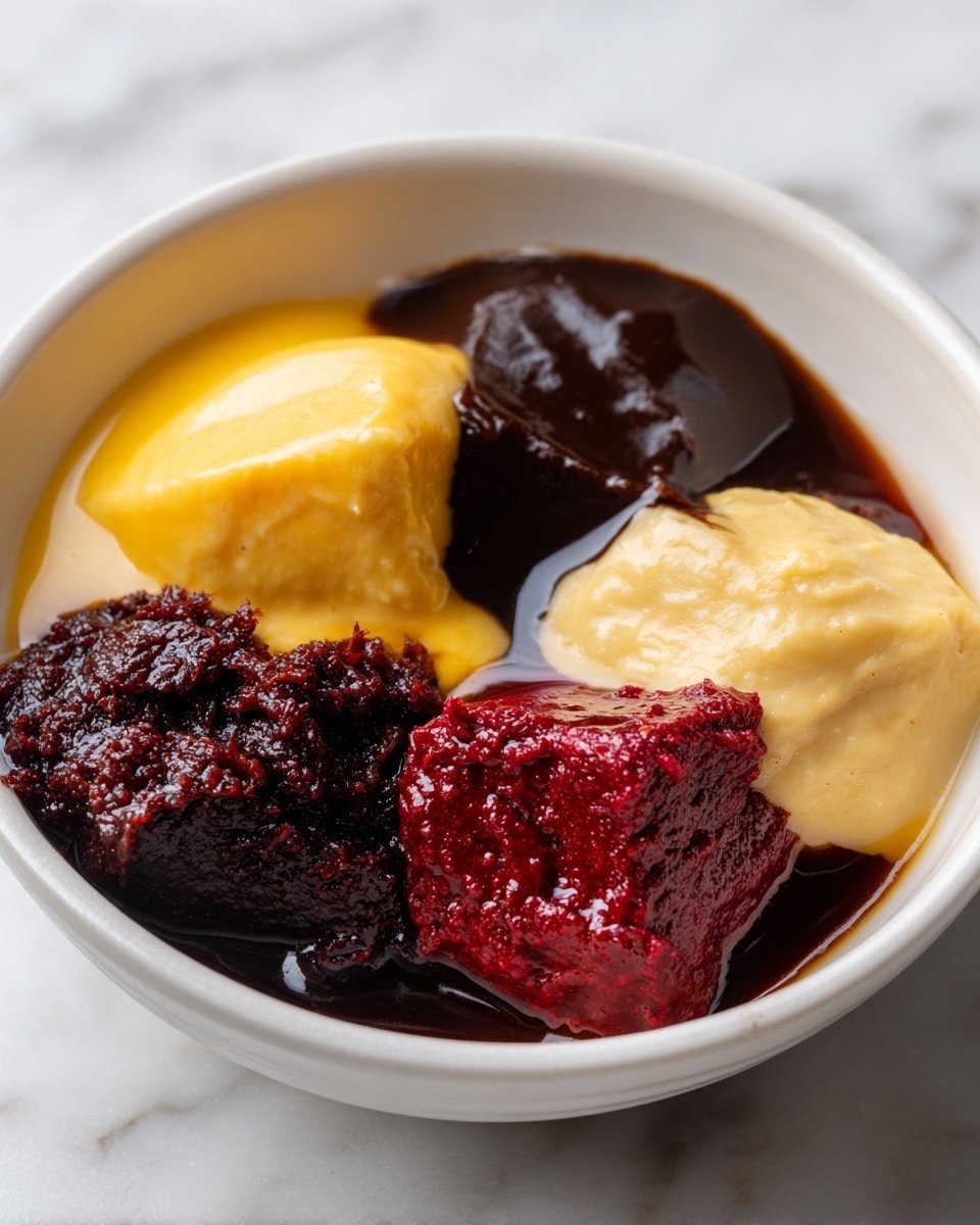 A white bowl filled with a base layer of fluffy white rice, topped with several bright orange-red pieces of chicken covered in a shiny, thick sauce that has small bits of green and brown herbs or spices mixed in. A pair of light wooden chopsticks rested across the top of the bowl, which sits on a white marbled surface. photo taken with an iphone --ar 4:5 --v 7