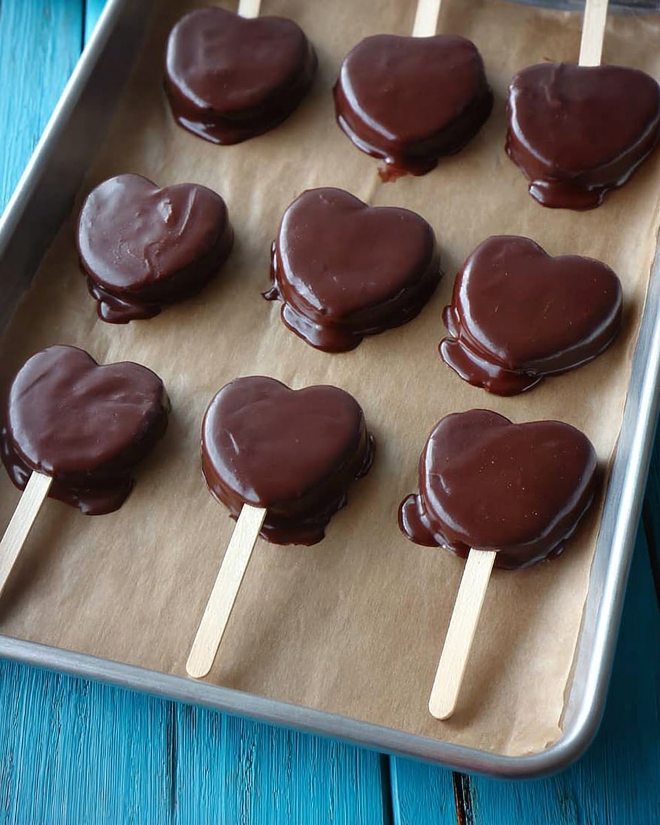 Three round apple slices on sticks lie side by side on a white rectangular plate. Each apple slice has three visible layers: the bottom layer is the soft apple with a light pink and cream color, the middle thick layer is a dark chocolate coating that covers most of the apple slice, and the top layer is a drizzle of light brown caramel sauce with small pieces of chopped pecans scattered on top. The apple slice closest to the front has a bite taken out of it, showing the inside apple clearly. The plate is placed on a white marbled surface with a blue background. Photo taken with an iphone --ar 4:5 --v 7