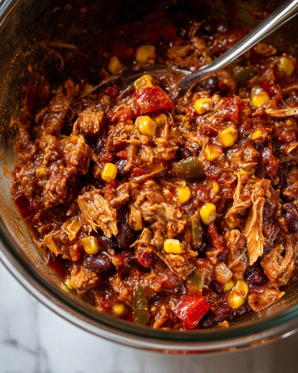 The image shows two parts: on the left, there is a round white plate filled with four sections of chopped vegetables, arranged in layers from top left going clockwise: white onions, green bell peppers, red bell peppers, and orange bell peppers, all neatly chopped into small squares. Below this plate, there is a small white bowl filled with chopped green chili peppers. On the right side of the image, there is a close-up of tender, light brown cooked chicken pieces that look shredded or torn into bite-sized chunks, scattered on a white marbled surface, with a knife partially visible at the top. The colors and textures contrast well between the fresh vegetables and the soft chicken. photo taken with an iphone --ar 4:5 --v 7
