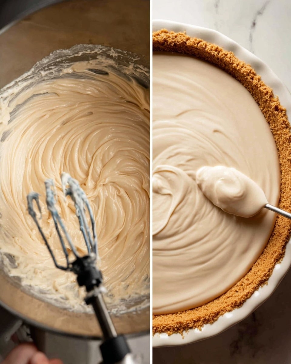 The image shows a slice of pie on a white plate with a silver rim, placed on a dark surface with white flowers in the background. The pie has three visible layers: a brown crumbly crust at the bottom, a thick white creamy layer in the middle, and a bright red fruit topping layer on top with a slightly chunky texture. Five dollops of white whipped cream decoration are placed on the fruit layer, varying in size and shape. A silver fork rests on the right side of the plate, and there is a white crocheted cloth partially visible at the bottom edge. photo taken with an iphone --ar 4:5 --v 7