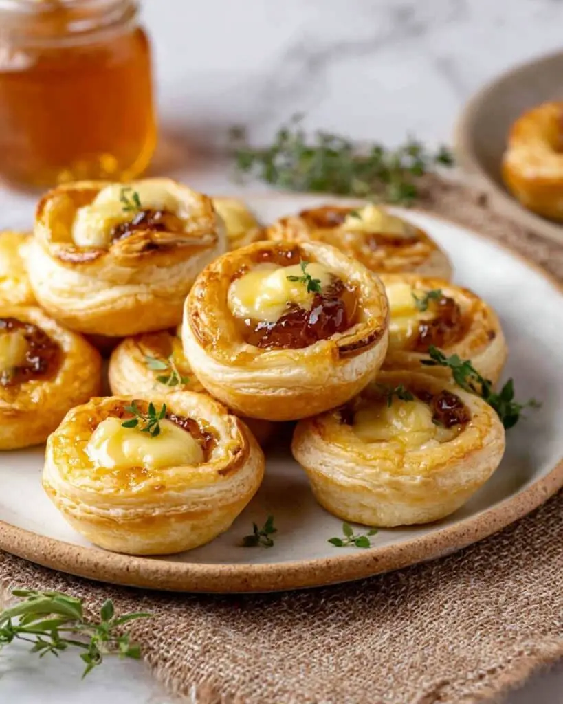 Puff Pastry Brie Bites with Fig Jam, Honey, and Thyme Recipe