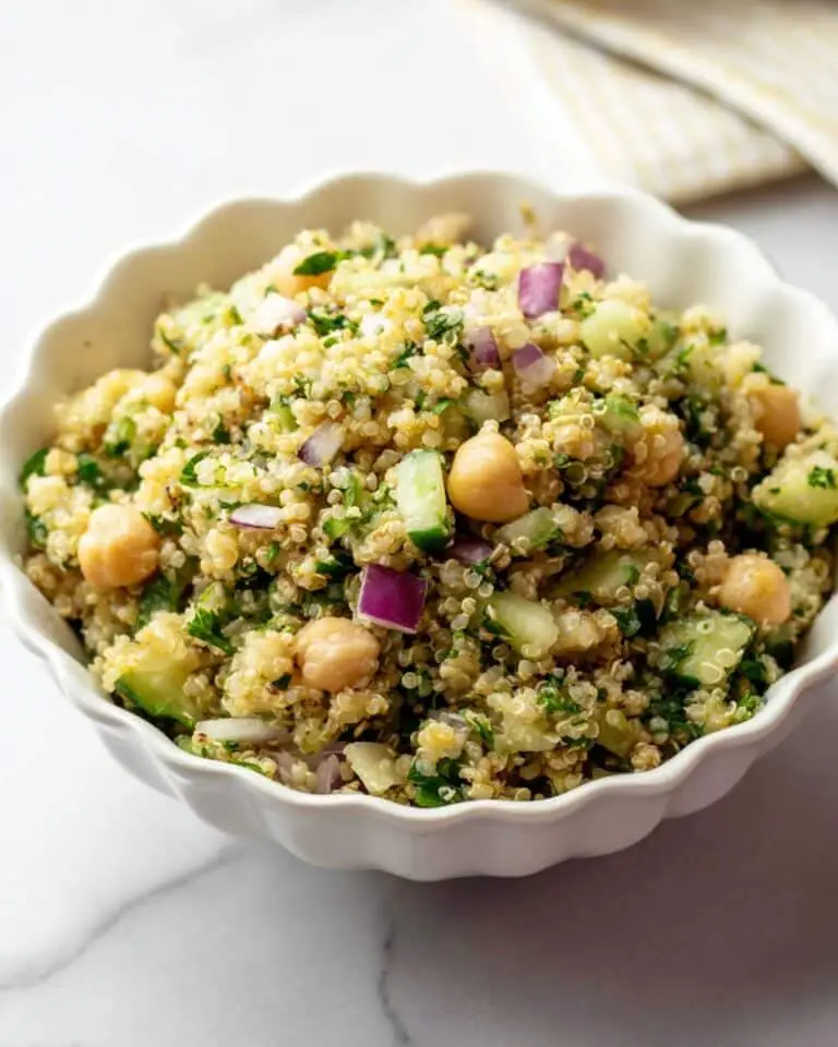 Fresh Quinoa Salad with Chickpeas, Pistachios, and Feta Recipe