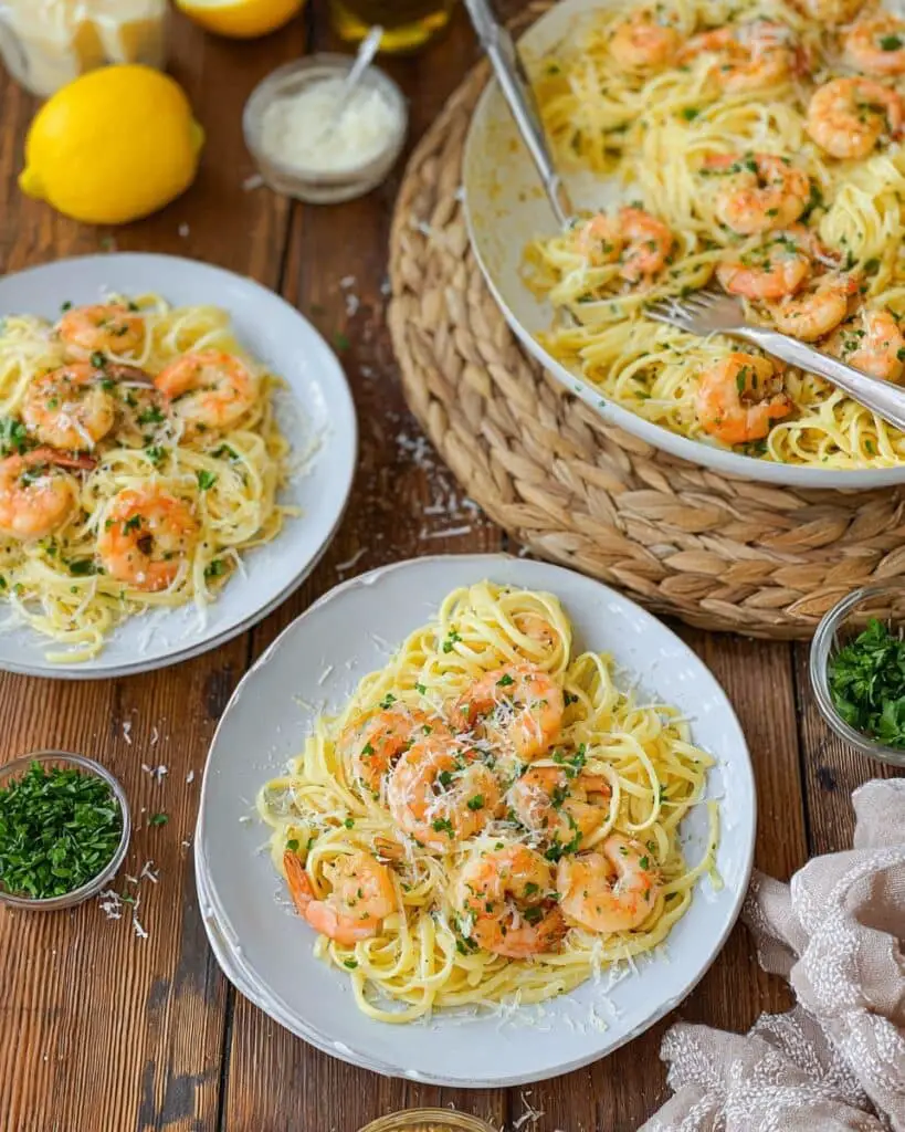 Lemon Garlic Parmesan Shrimp Pasta Recipe