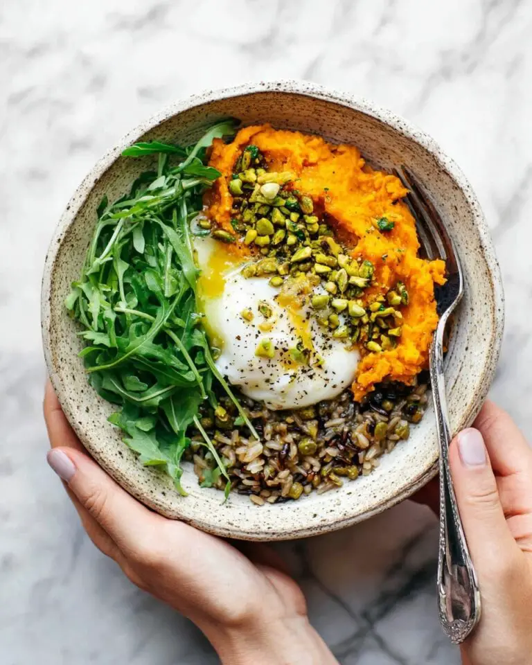Healing Bowls with Turmeric Sweet Potatoes, Poached Eggs, and Lemon Dressing Recipe
