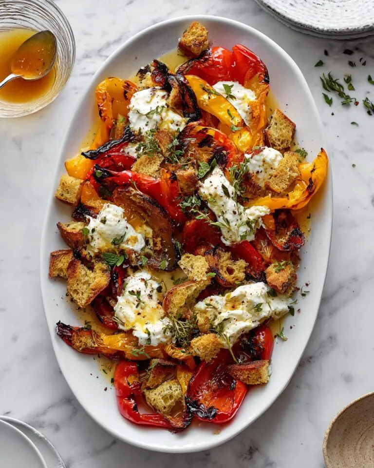 Grilled Marinated Peppers with Burrata and Sourdough Breadcrumbs Recipe