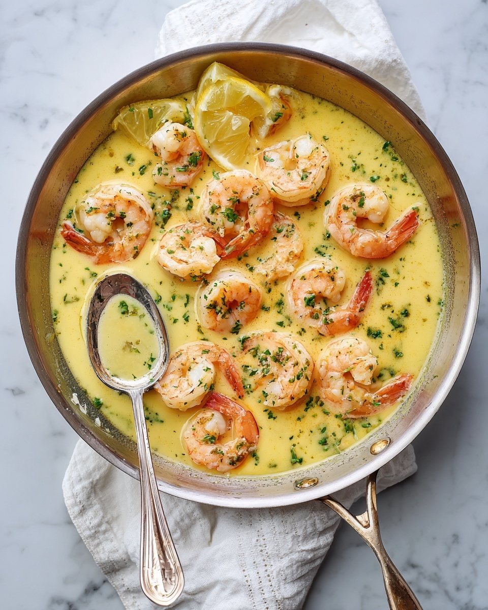 A white bowl filled with several uncooked shrimp, greyish with a bit of a translucent look and some reddish-brown tails, sits near the center on a wooden board. Below the bowl is a bunch of fresh green parsley with bright leaves and long stems. Three peeled garlic cloves, white with smooth surfaces, are placed nearby, along with one whole garlic bulb with a white outer layer. To the right of the board is a whole orange lemon with a dimpled yellow skin. In the top left corner, there is a small block of light yellow butter with some pieces sliced off, resting on white paper with printed text. The whole setting is on a white marbled surface. photo taken with an iphone --ar 4:5 --v 7