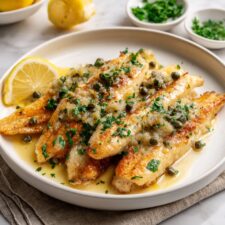 25-Minute Pan-Seared Swordfish with Lemon Caper Sauce Recipe