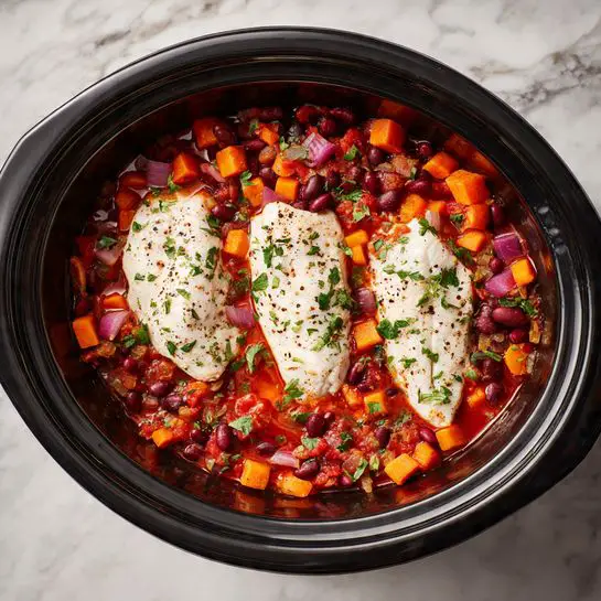 A white bowl filled with three layers of food sits on a light brown wooden board. The bottom layer is a thick reddish stew with shredded meat and beans. On top, there are scattered white cheese crumbs, bright green chopped spring onions, and sliced green jalapeños arranged in a small line. On the side of the bowl, two lime wedges and a sprig of fresh cilantro rest against the food. A spoon is placed inside the bowl. Around the bowl, there are small white bowls with jalapeño slices and chopped spring onions, a dark bowl with lime wedges and cilantro, and extra cilantro leaves scattered on a white marbled surface. Photo taken with an iphone --ar 4:5 --v 7