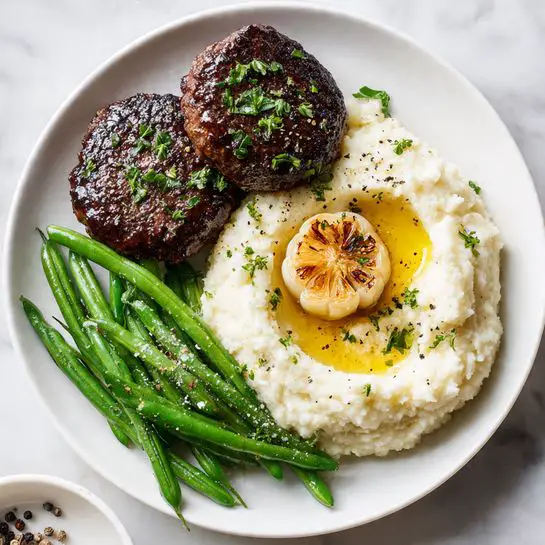 Mini Turkey Meatloaves with Roasted Garlic Cauliflower Mash Recipe
