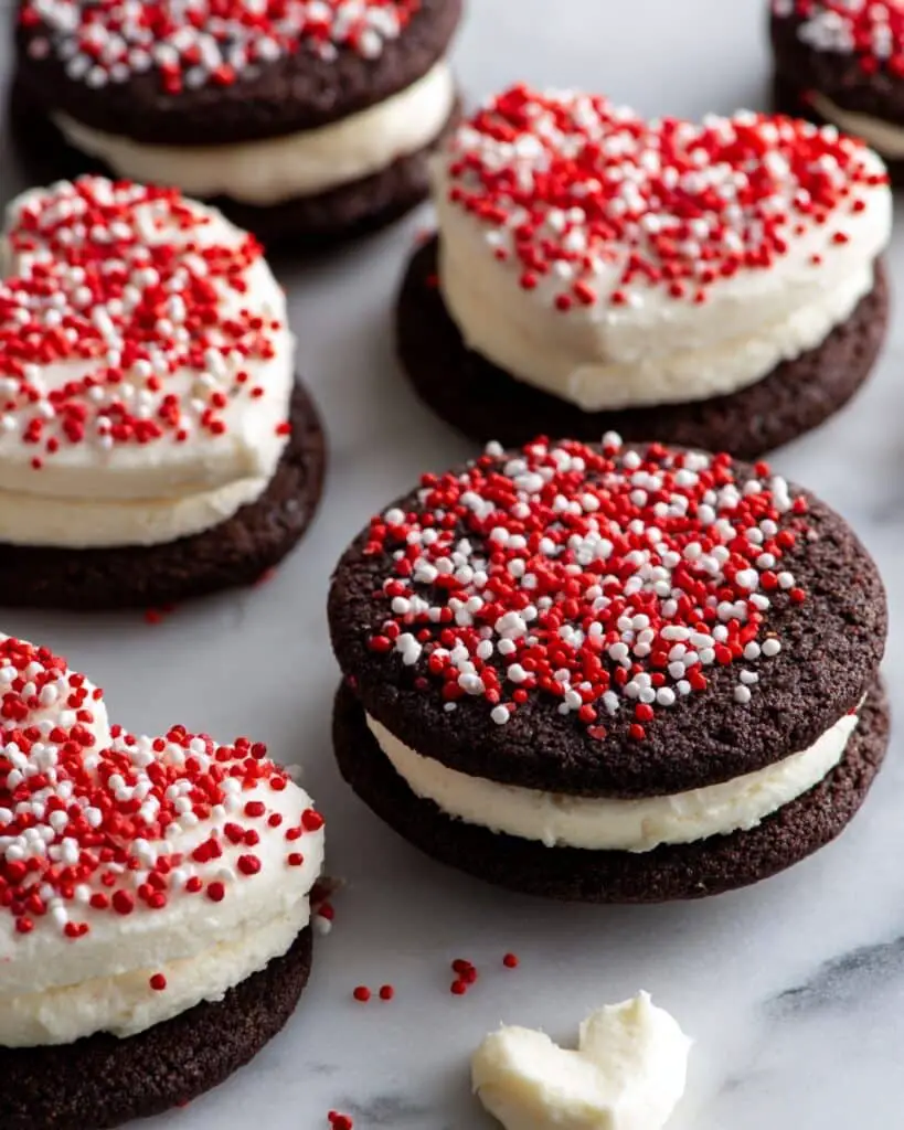White Chocolate Dipped Oreo Cookies with Valentine’s Sprinkles Recipe