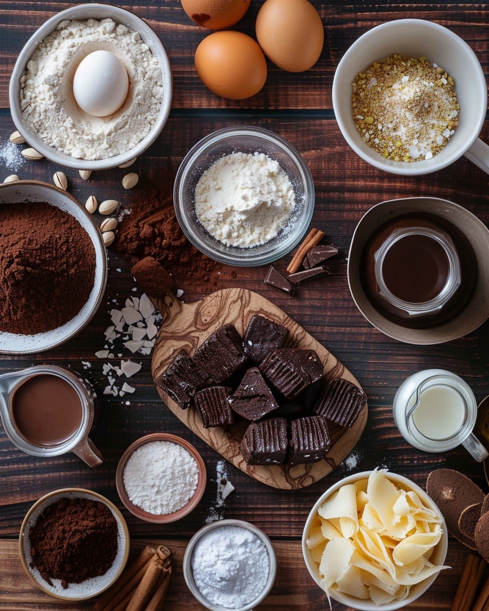 This image shows a dark chocolate cupcake in a black wrapper with a thick swirl of light green frosting on top. The frosting looks smooth and creamy and is decorated with small pieces of chopped nuts and chocolate on its surface. The cupcake sits on a white marbled surface with more cupcakes blurred in the background, giving a soft and simple setting. photo taken with an iphone --ar 4:5 --v 7