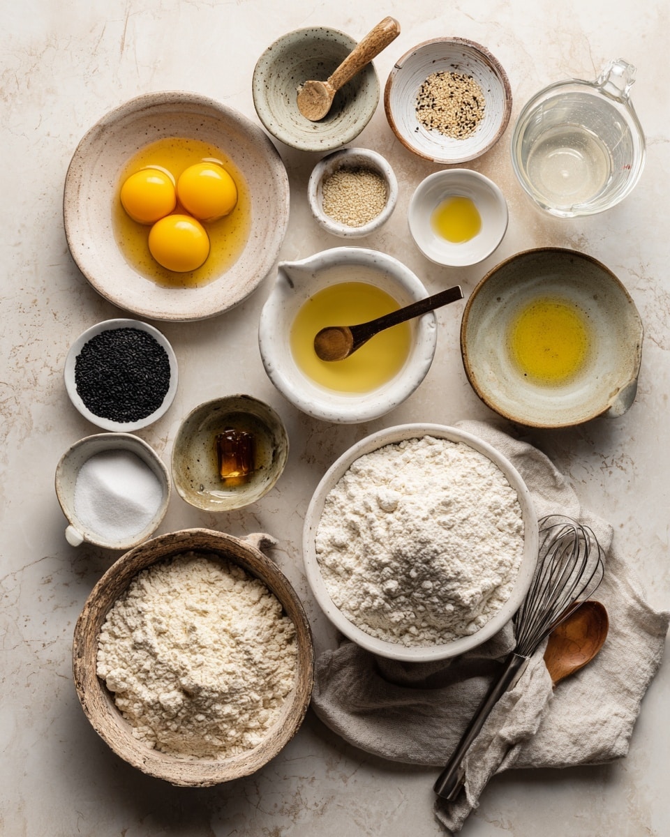 A shiny golden-brown braided bread with five thick, rounded strands is placed on a dark wooden board. Each strand is sprinkled with a mix of white and black sesame seeds. To the right of the bread, there is a small white plate holding a wooden honey dipper resting inside a pool of golden honey. In the top left corner, partially visible, are two small white plates—one with yellow butter and the other with a light orange jam. A light gray cloth is slightly folded and placed at the bottom left corner of the board. The whole setup sits on a white marbled surface. photo taken with an iphone --ar 4:5 --v 7