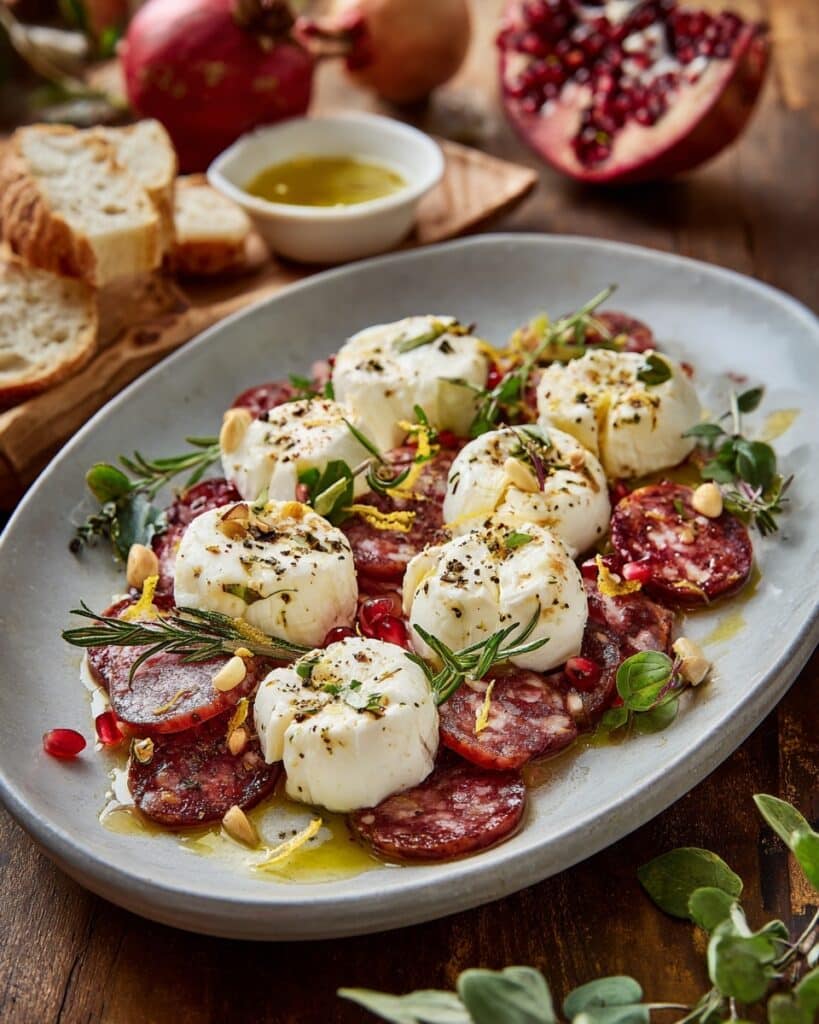 Burrata with Lemon Pepper Salami Bites Recipe