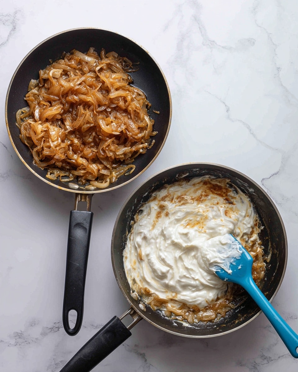 A black skillet filled with four pieces of golden brown cooked chicken floating in a creamy light beige sauce with visible mushroom slices and small bits of green herbs scattered on top and around the dish. The sauce looks smooth and thick, almost covering the chicken but some browned parts of the chicken remain visible. The skillet has a wide light gray handle and sits on a white marbled surface. Small green herb bits are also scattered on the white marble around the skillet photo taken with an iphone --ar 4:5 --v 7