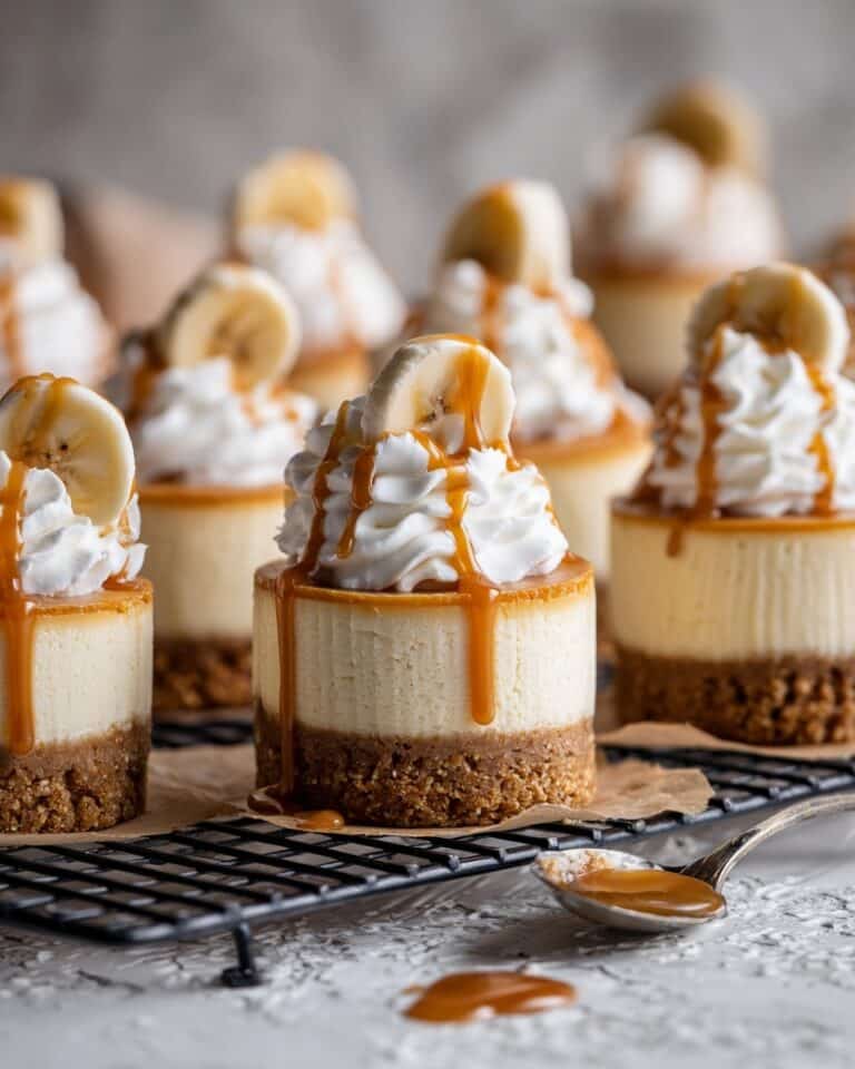 Mini Banana Pudding Cheesecakes with Salted Caramel and Whipped Cream Recipe