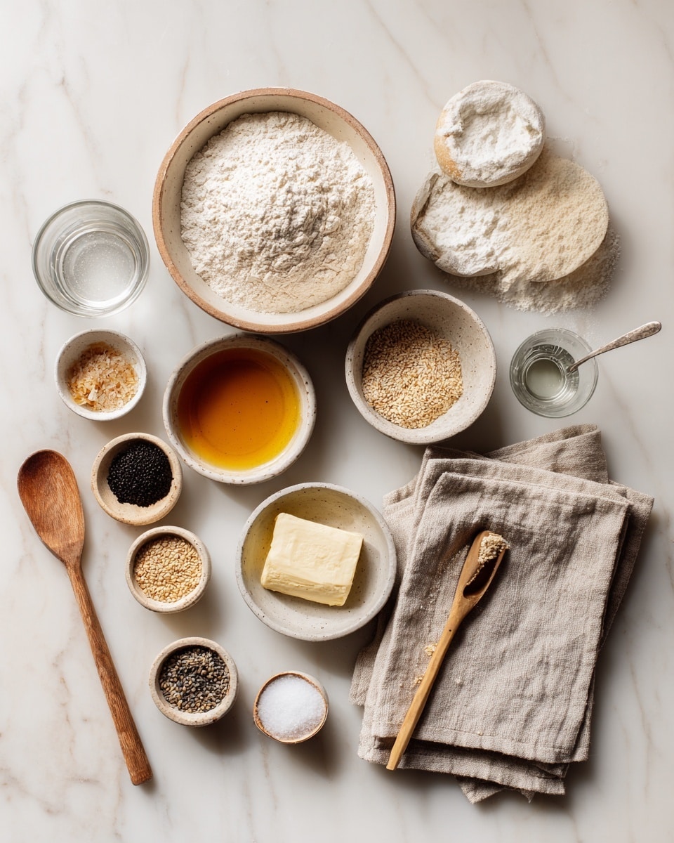 A sesame seed bagel sandwich on a white plate with a white marbled surface background. The bottom bagel layer is light brown with sesame seeds, topped with a thick layer of sliced reddish-orange smoked salmon. On top of the salmon is a layer of thin white onion rings and some green chive pieces, with the top bagel layer, also light brown with sesame seeds, covering the sandwich. To the right of the plate is a lemon wedge. Photo taken with an iphone --ar 4:5 --v 7