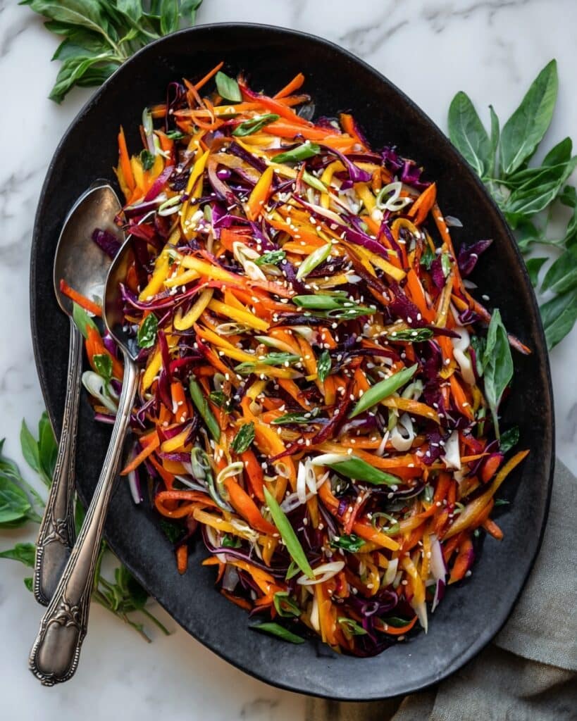 Shaved Rainbow Carrot Sesame Salad Recipe