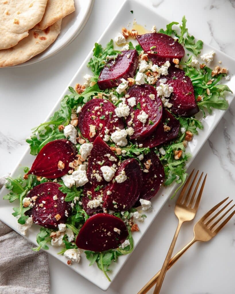 Beet Carpaccio with Feta, Pecan Nuts, and Lemon-Dijon Dressing Recipe