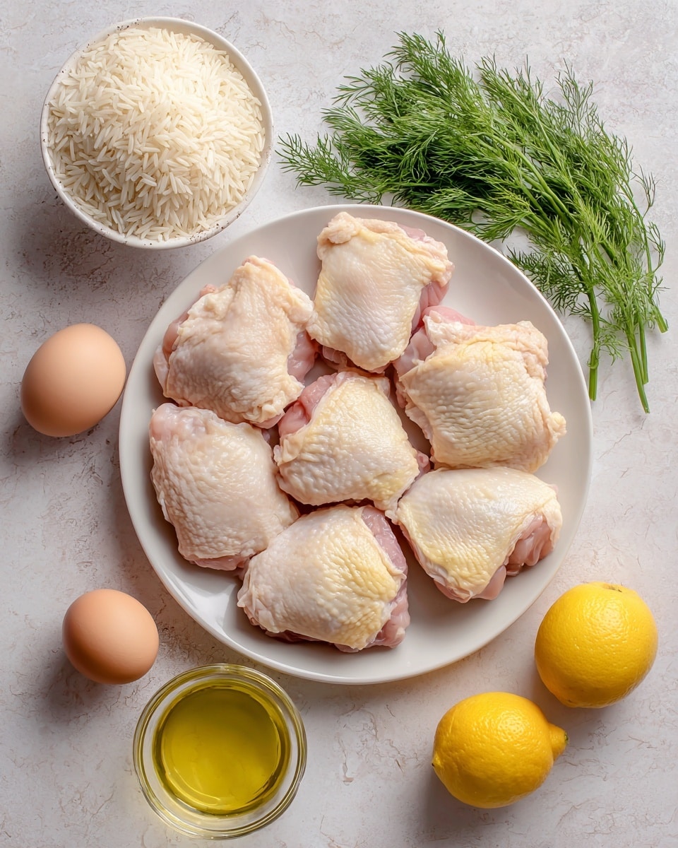 Inside a white pot, there is a layer of raw chicken pieces at the bottom, topped with a layer of uncooked white rice that covers most of the chicken. Scattered on top are thin, bright green herb stems, adding fresh color contrast. A clear liquid is being poured over the ingredients from the top right corner, making the rice and chicken appear moist. The pot sits on a white marbled surface with soft natural light coming from above. photo taken with an iphone --ar 4:5 --v 7