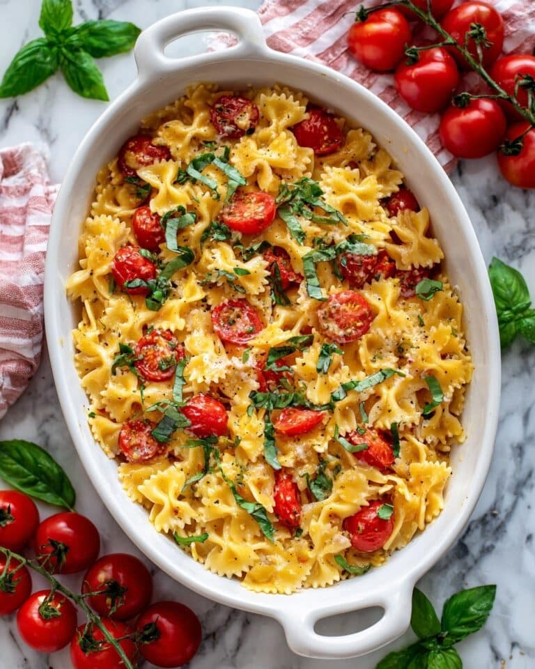 Boursin Cheese Pasta with Cherry Tomatoes and Basil Recipe