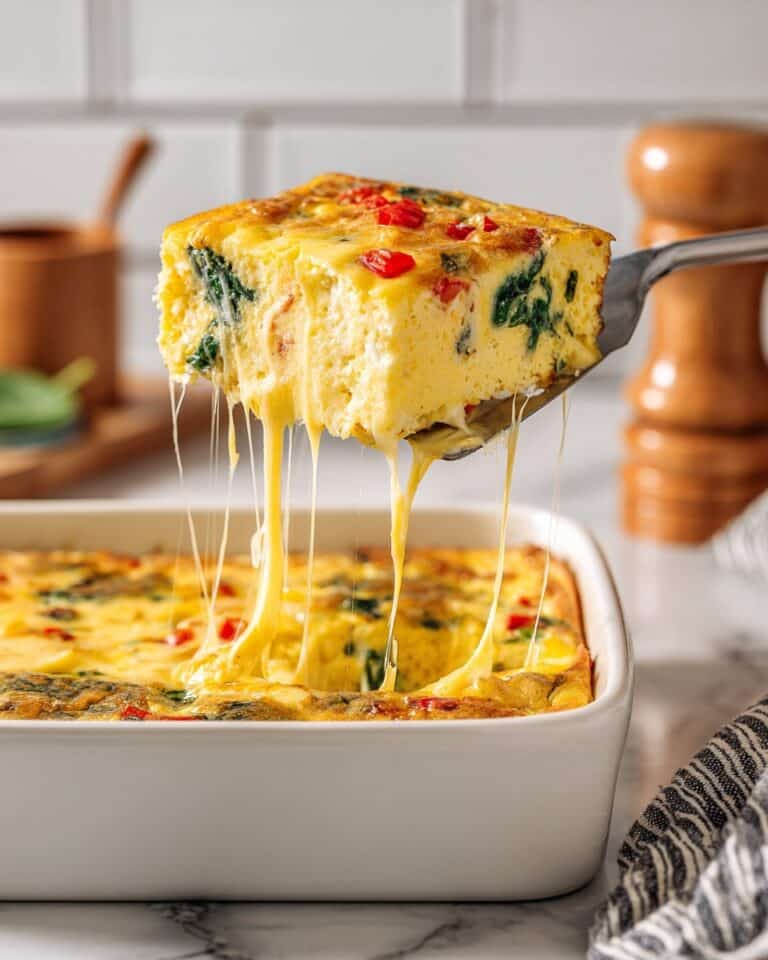 Cottage Cheese Egg Bake with Spinach and Cheddar Recipe