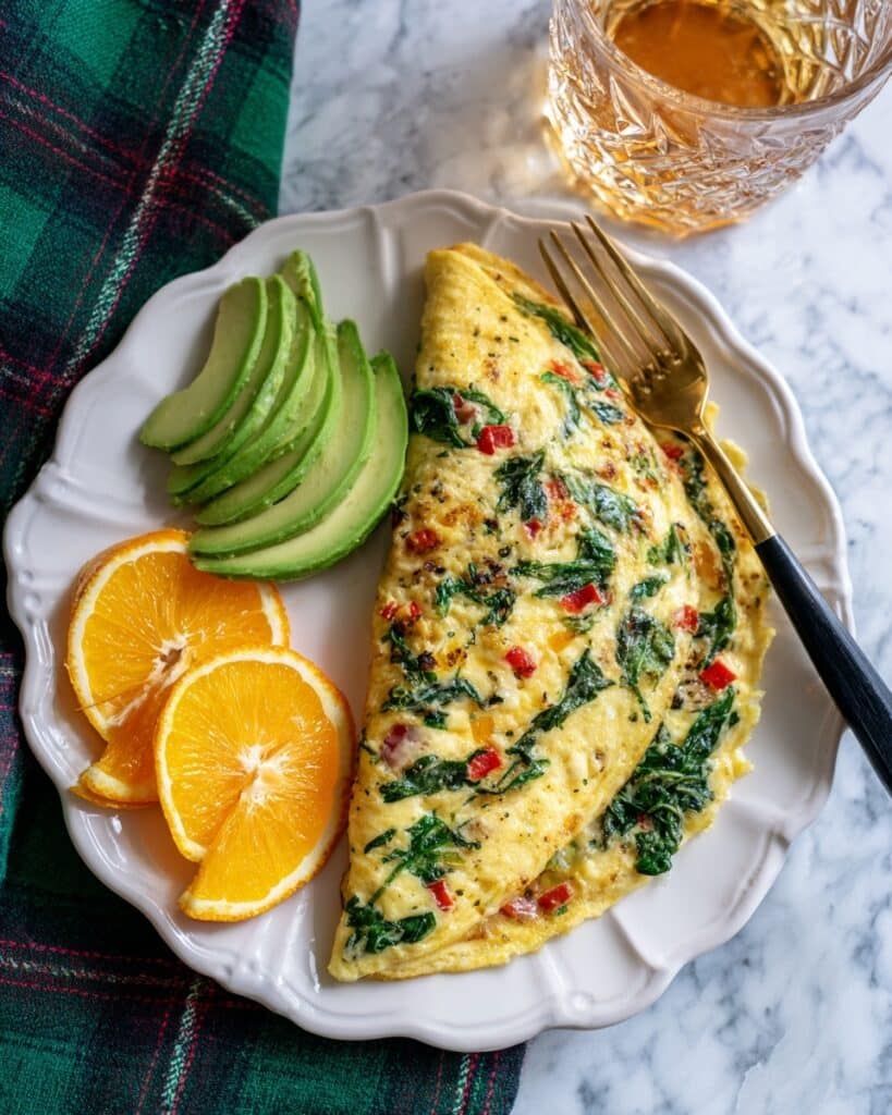 Healthy Egg White Veggie Omelette with Feta and Tomatoes Recipe