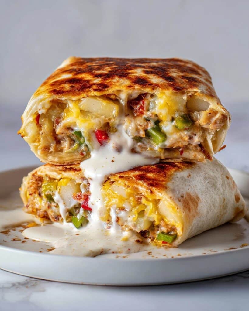 Sheet Pan Breakfast Burritos with Creamy Chipotle Sauce Recipe