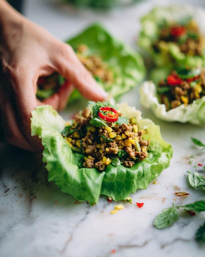 Springtime Basil Chicken Lettuce Wraps Recipe