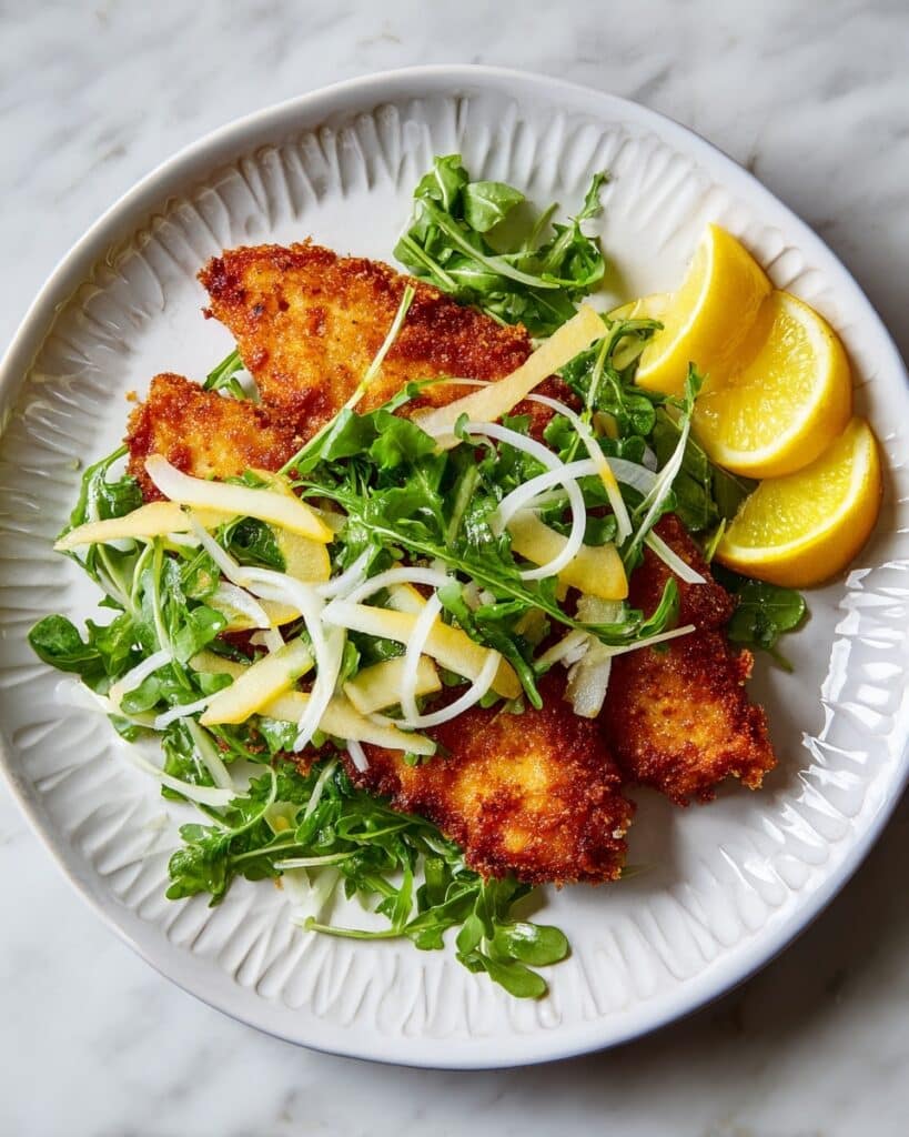 Crispy Chicken Romano Cutlets with Peppery Arugula Salad Recipe