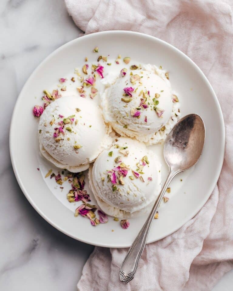 No Churn Pistachio Rose Water Ice Cream Recipe